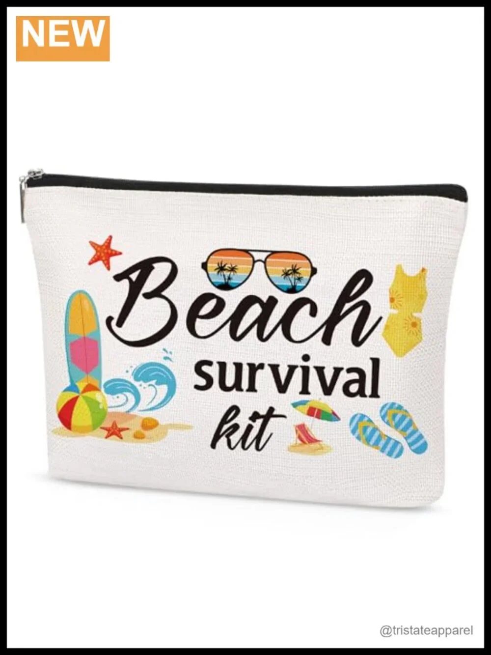 Canvas Cosmetic Bag with Zipper Travel Organizer Pouch